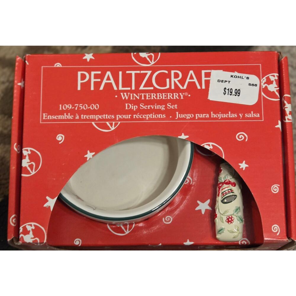 Pfaltzgraff Winterberry Dip Serving Set NIB Bowl with Spreader